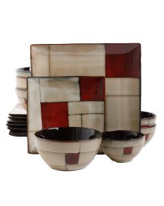 Gibson Elite Azeal 16 Piece Double Bowl Dinnerware Set in Taupe
