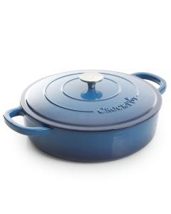 Crock Pot Artisan Enameled 5 Quart Cast Iron Round Braiser Pan with Self Basting Lid in Sapphire Blue