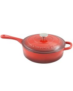 Crock Pot Artisan 3.5 Quart Enameled Cast Iron Deep Saut&eacute; Pan With Self Basting Lid in Scarlet Red