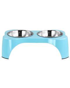 Gibson Home Bow Wow Meow 3 Piece Elevated Pet Bowl Dinner Set in Teal