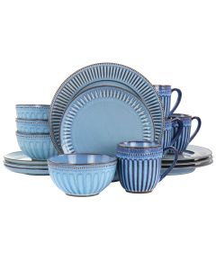 Gibson Elite Mendocino 16 Piece Stoneware Dinnerware Set in Blue