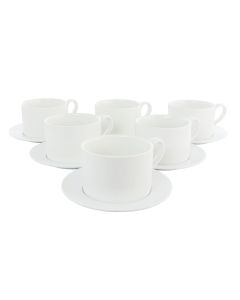 Our Table Simply White 6 Piece 3.75 Inch Porcelain Cups With Saucers Set