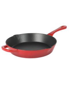 Crock-Pot Artisan 12 Inch Enameled Cast Iron Round Skillet in Gradient Red