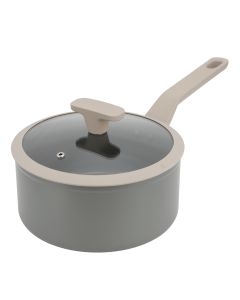 Oster Ambrose 3 Quart Nonstick Aluminum Saucepan with Lid in Matte Grey