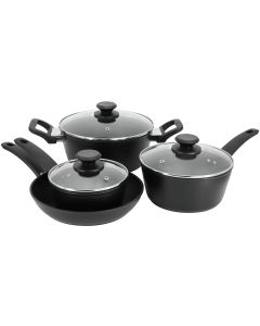 Oster Connelly 7 Piece Textured Nonstick Aluminum Cookware Set in Black