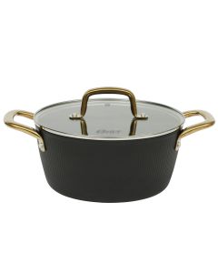 Oster Abbottsford 7 Quart Nonstick Aluminum Dutch Oven with Glass Lid in Black