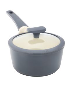 Oster Rooney 2 Quart Ceramic Nonstick Aluminum Saucepan in Gray with Lid
