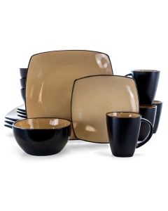 Soho Lounge 16 pc Dinnerware, Taupe Square Shape (Service for 4)