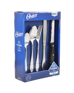 Oster Silvermist 20 Piece Stainless Steel Flatware Set with Steak Knives