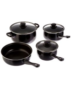 Gibson Home Chef Du Jour 7 Piece Carbon Steel Nonstick Cookware Set in Black