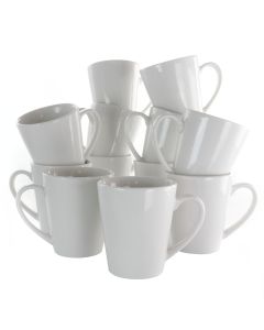 Elama Holt 12 Piece 10 Ounce Porcelain Mug Set in White