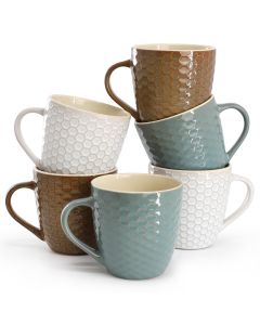 Elama Honey Bee 6-Piece 15 oz. Mug Set, Assorted Colors