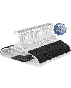 Elama Home 50 Piece Non Slip Hanger with U-slide in White and Black