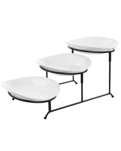 Elama 3 Tier Oval Plate Porcelain Serveware Set