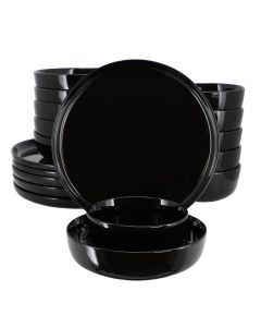 Elama Duncan 18 Piece Porcelain Dinnerware Set in Black