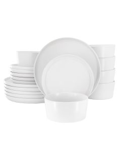Elama Josh 18 Piece Stoneware Dinnerware Set in Matte White