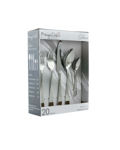 MegaChef Gibbous 20 Piece Flatware Utensil Set, Stainless Steel Silverware Metal Service for 4 in Silver