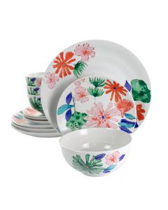 Gibson Home Dazzling Lily 12 Piece Ceramic Dinnerware Set