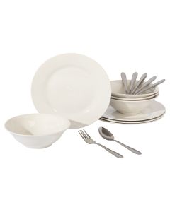 Gibson Everyday Yarbury 16 Piece Fine Certamic Dinnerware Set in White