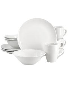 Gibson Home Wintercap 12 Piece Fine Ceramic Dinnerware Set in White